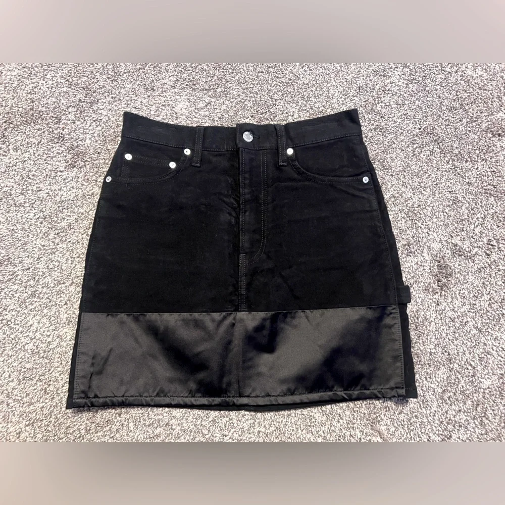 HELMUT LANG Black Femme Utility Moleskin Tuxedo Mini Skirt size 27 NWT - Picture 3 of 15